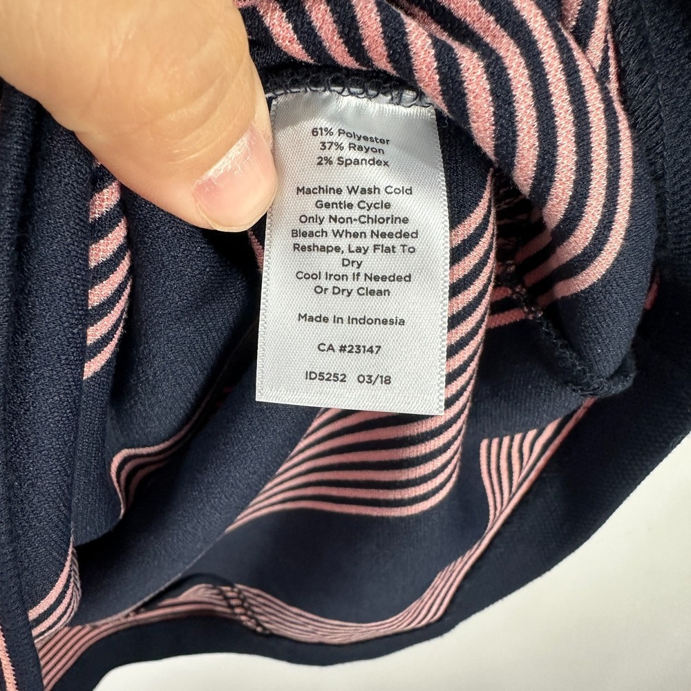 Talbots Striped Midi Sheath Dress Womens 6 Pink Blue 3/4 Sleeve Preppy Office - Picture 4 of 6